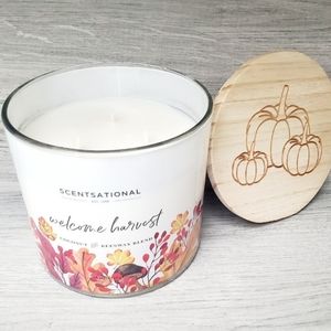 Scentsational Welcome Harvest 3 Wick Candle Jar 26oz Beeswax